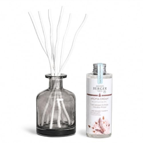 MAISON BERGER Bouquet Aroma Dream Raumduft 180 ml | Raumduft-Diffusor Aroma Dream, zart ambriert, graues Glas 180 ml, 6 Stäbchen, passiv ohne Flamme
