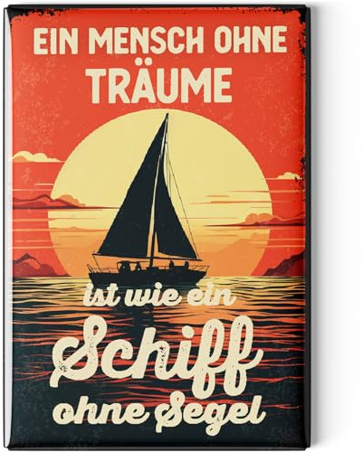 LANOLU Kühlschrankmagnete lustig- Schiff ohne Segel - lustige Magnete mit Sprüchen und witzigen Motiven 8x5,5cm