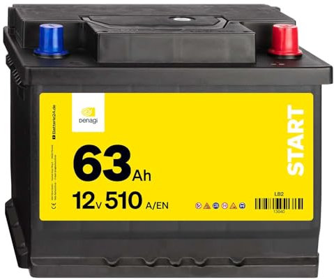 Denagi Start Autobatterie 12V 63Ah 510A/EN Starterbatterie, absolut wartungsfrei