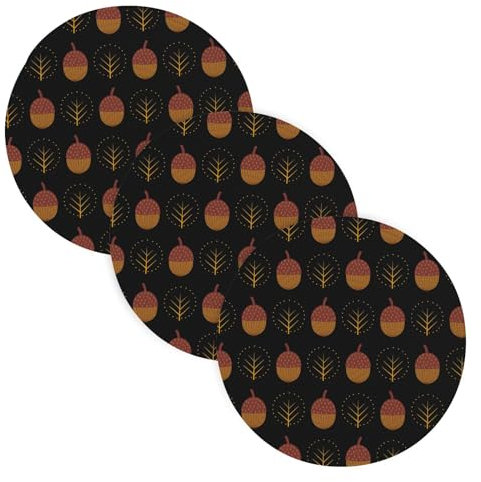 Sottopentola grande per forno a microonde ghiande con alberi decorativi marrone 3 pezzi filo di cotone intrecciato resistente al calore tappetino da tavolo per piatto caldo