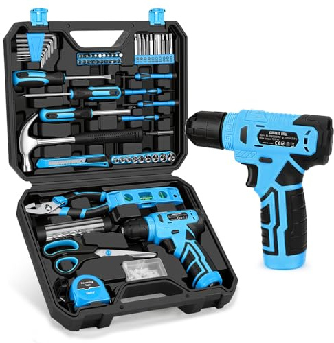 Thatool 139-Piece Tool Set - Tool Kit with 8V Cordless Drill Driver in ToolBox Storage Case, General Household Drill Set for Home Repairs, Handyman, DIY Projects
