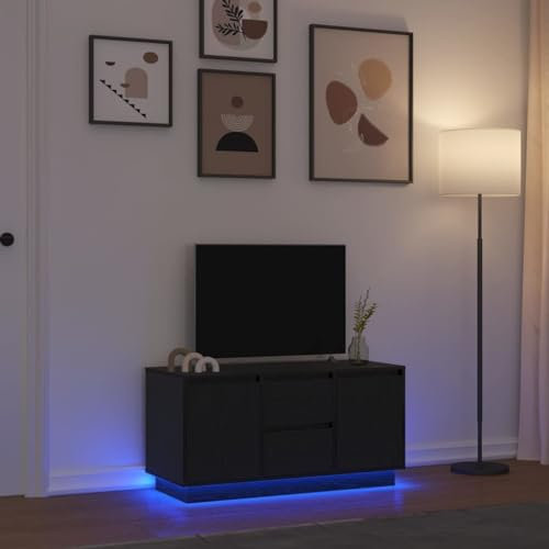 WSJHUHK Home-Entertainment Center & TV-Ständer, TV-Schrank mit LED-Lichtern, schwarze Eiche, 100 x 41 x 50 cm