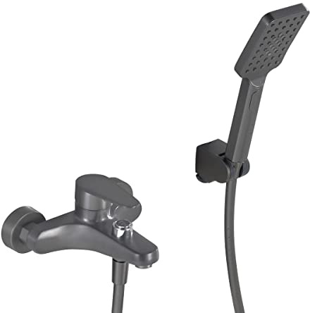 Rubinetto per vasca da bagno a 3 funzioni con doccetta in acciaio inox spazzolato monocomando miscelatore a parete con deviatore per vasca/doccia