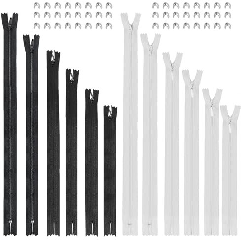 24 cerniere invisibili, cerniere nere e bianche, 20/30/40/60/80/100 cm, cerniera invisibile nascosta, #3 cerniere a spirale in nylon con estremità chiuse, per cucito, artigianato, abiti, gonne