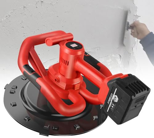 VNATWGOO Strumento per Intonaco Portatile Professionale per Pareti, Levigatrice Elettrica per Pavimenti A Batteria, Strumento Regolabile per Lisciatura di Cartongesso da 200 Giri/Min,TwoBatteries