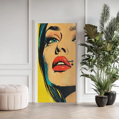 Adesivi per porte 3D alla moda, staccabili e incollati, poster graffiti in PVC, adesivi impermeabili rimovibili, decalcomanie per porte moderne e chic, adesivi per interni per decorazione domestica