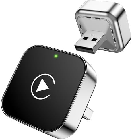 Adaptateur CarPlay sans Fil pour iPhone, Mise à Niveau 2025 Conversion d'un Adaptateur Apple CarPlay Filaire en sans Fil, Mini USB pour Voiture avec Rallonges USB-A et Type-C, Contrôle Stable