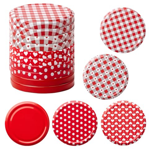 Pullmer Deckel für gläser 82 mm, Schraubdeckel, Twist-Off-Deckel, 100 Stück | Rot MIX, glasdeckel, marmeladengläser deckel, Twist off, Luftdicht & Spülmaschinenfest