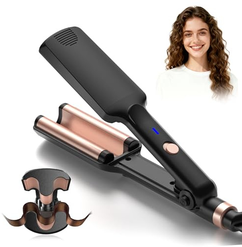 Crimper Hair Tool, Mini Hair Crimper for Women Heating up 390°F, Waver Curling Iron with Negative Ions, Double Voltage Crimping Iron for All Style (9.5 Inch/1.5 Inch)