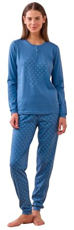 Noidinotte - Pigiama Donna in Jersey Invernale Articolo Cuore