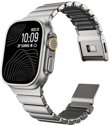 Titan Armband kompatibel mit Apple Watch Armband Ultra 3/2/1 49mm 46mm 45mm 44mm 42mm, Titan Silikon Doppelschicht, Damen Herren Magnetverschluss Ersatzarmband für iWatch Series 11 10 9 8 7 6 5 4