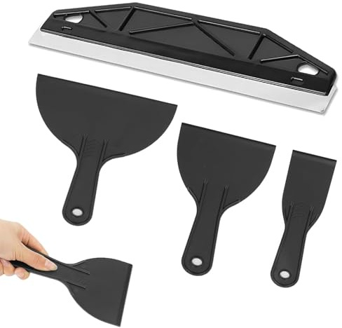 Stainless Steel Paint Shield, Paint Trim Guard, Scraper Edge Painting Tool Paint Trim Guard Paint Guard for Cutting in Wallpaper with 3 PCS Scrapers for Cutting in Paint Guide Measurement Trim(Black)