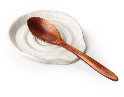 Besmeety 13 cm Löffelablage Keramik, Kochlöffelablage, Kochlöffelhalter, Spoon Rest, Kochlöffel Halter, Löffelhalter (Weiß)