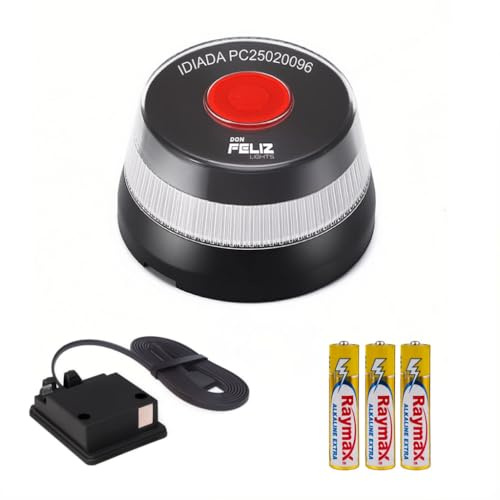 Don Feliz Baliza de Emergencia V16 homologada y geolocalizada DGT 3.0 + cable USB/tipo C + pilas, luz de emergencia V16 para coches y automoviles, conectividad hasta 2038