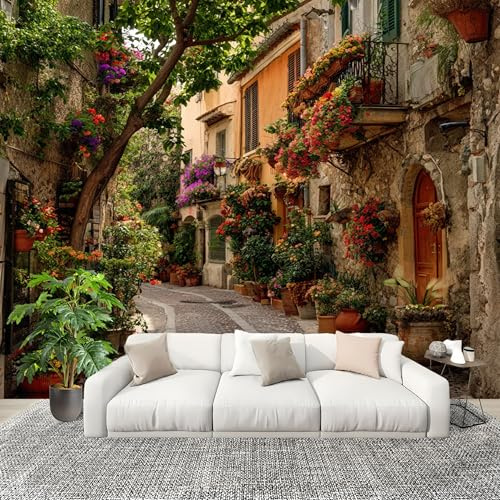 Fotomurales 200x140 cm Ciudad De Estilo Europeo Decoración Muro Murales Papel Pintado tejido no tejido Verde Claro Moderna Panoramico Fotográfico Adhesivos Impermeable Papel Tapiz