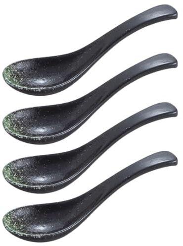 Gatuida Japanischer Suppenlöffel Aus Keramik 4 Stück Asiatische Löffel Für Suppe Ramen Brei Reis Und Desserts Japanischer Löffel Im Retro-Design 5.71 X 1.69 X 0.79 in