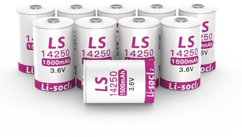 10 pezzi 14250 Batteria 1/2 AA al litio 1500mAh, 3,6V LS14250, (non ricaricabile)
