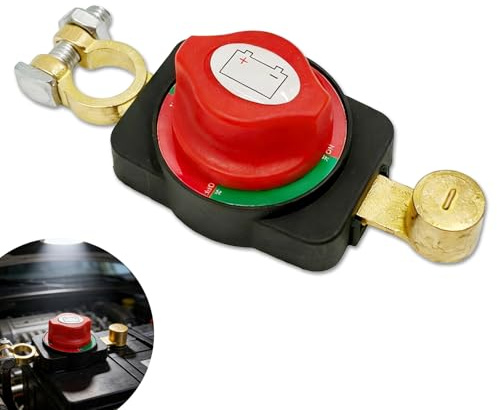 Batterie Trennschalter 12V-48V,Auto Batteriehauptschalter,Trennschalter Wasserdicht,Batterietrennschalter Akku,mit Knopf, Reines Kupfer,für Auto Motorrad Marine Boat Caravan