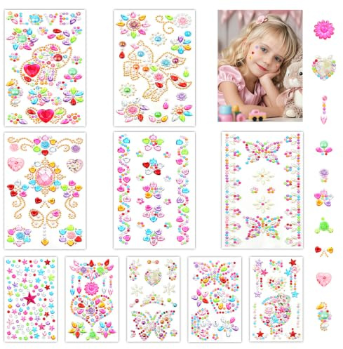 Vicloon Strass Autocollantes Colorées, 2450 Strass Pierres à Paillettes | Autocollantes Gommettes Paillettes Diamant Gem Cristal Acrylique pour DIY Artisanat Nail Body Maquillage Décoration, Coloré