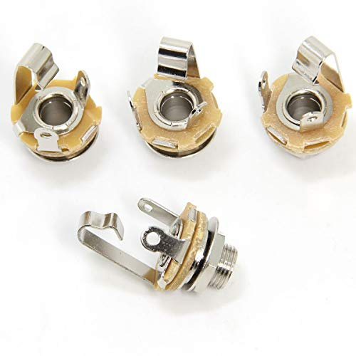 Ancable 4-Pack 1/4 Female Guitar Input Jack-6.35mm TS Mono Panel Mount Socket with Washer and Nut Solder Type