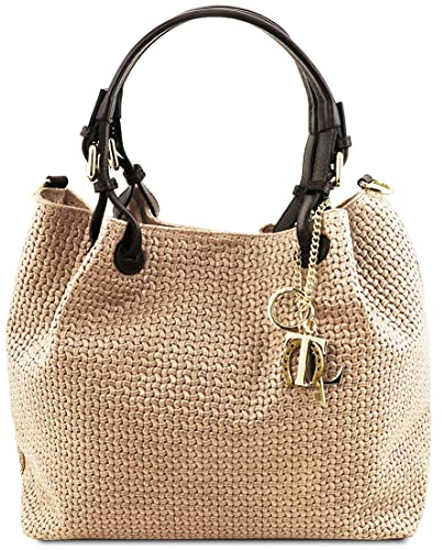 Tuscany Leather TL KeyLuck Tasche aus geprägtem Leder (Beige)
