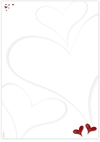 Designpapier Herzlich DP896 – 50 Blatt Briefpapier – Hochwertiges Motivpapier Hochzeit, Verlobung, Brief, Jubiläum, Liebesbrief, Herz – Laser- & Inkjetdrucker geeignet – Druckerpapier A4 90g/m²