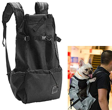 HOKUK Hunderucksack für kleine und mittlere Haustiere - Verstellbarer Pack für die Vorderseite - Voll belüftete Sicherheitstasche Rucksack für unterwegs Hundetragetasche,Black,L
