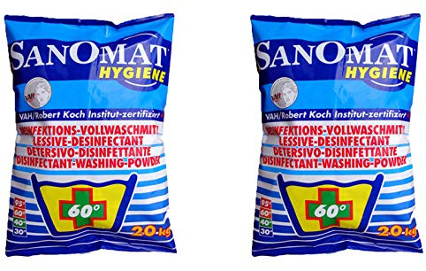 Sanomat Hygiene Detergent Phosphate Free VAH and RKI Certified Laundry Disinfectant 2 x 20 kg