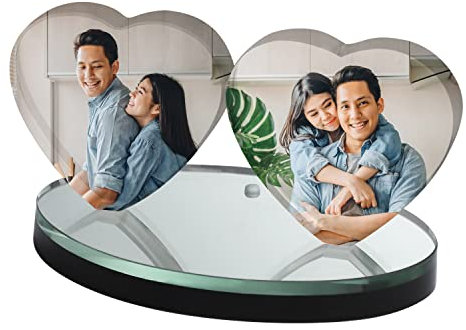 Personnalisé Cadre Photo en Verre DIY avec Votre Photo ou Image Lithographie Personnalisé sur Verre Impression Personnalisable Cristal Cadeau Anniversaire Saint Valentin Noël Fête des Mères/Pères