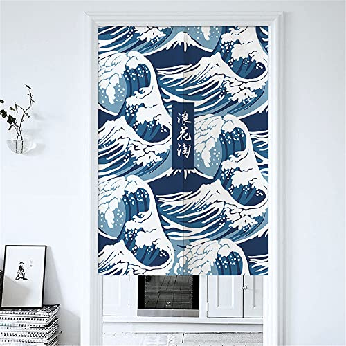 Hiseng Cortina de Puerta Japonesa Noren Algodón y Lino, Cortina de Puerta de Cocina Estampado Estilo Japonés, para Separador de Habitación, para Decoración del Hogar (Ukiyoe,70x120cm)