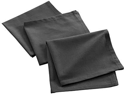 douceur d'intérieur, 3 Servietten (40 x 40 cm) Mistral Anthrazit, recycelte Baumwolle
