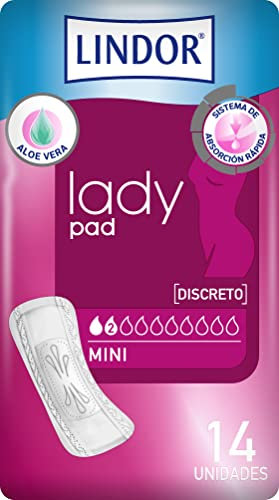 Lindor Lady: Compresas para Mujeres con Pérdidas de Orina, Mini, Protectores y Absorbentes para Incontinencia, 14 unidades