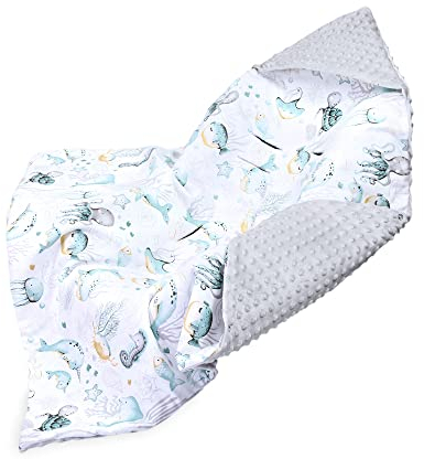 Einschlagdecke Babyschale Baby Decke 90x90 cm - Fußsack Blanket für Kinderwagen und Autositz Ganzjahres für Neugeborenen und Kleinkinder Einschlagsdecken für 3 und 5 Punkt Gurt Minky Oeko-Tex