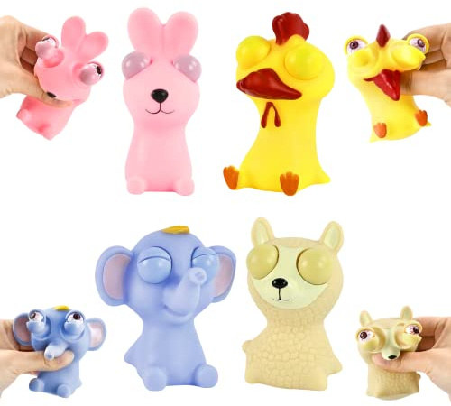 EKKONG Squeeze Spielzeug 4 Stück Lustig Squishy Squeeze-Spielzeug Pinch Toy Augen Out Stressbälle für Erwachsene und Kinder