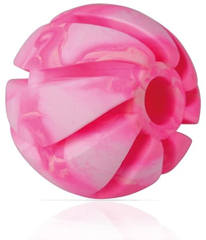 Bestlivings Pelota de juego para perros (rosa) de 7 cm de diámetro, paquete de 4 pelotas de juego (100% TPE), para cuidado dental, juguetes para mascotas, bola espiral para perros