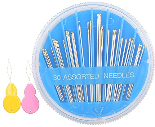 Hekisn 30 st premium handsynålar, 6 storlekar, 30 st blandade synnålar, sömnålar för handsömnad, reparation, sömnadsnålar (1, blå)
