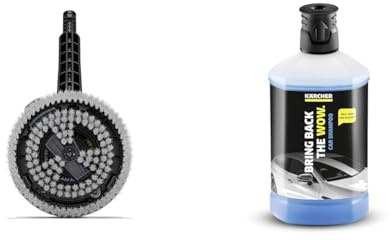 Kärcher Rotierende Waschbürste WB 130, mit Universalbürstenaufsatz & Autoshampoo 3-in-1 RM 610 (1 l), höchste Reinigungseffizienz, Pflege und Schutz in einem Schritt