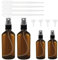 Nutabevr 4 piezas Botellas de spray de vidrio ámbar vacías, 2x100ml + 2x50ml Botella Spray Pulverizador Portátil, Spray Bottle con Embudo y Cuentagotas, para Aceite Esencial,Aromaterapia,Perfume