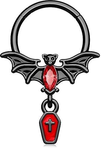 Melighting 16g Fledermaus Nasenpiercing Ring Chirurgenstahl Septumring Knorpel Ohrring Helix, Daith, Conch Piercings Schmuck für Halloween