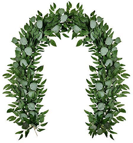 Oikabio Guirlande artificielle d'eucalyptus et de saule - Lierre artificiel pour toile de fond de mariage - Décoration murale - table