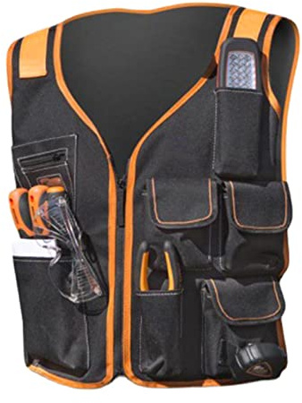 Woedpez Sicherheits-Arbeitsweste, Werkzeugweste, Wartungsset, Multi-Pocket-Weste, Oxford-Tuch-Arbeitsweste mit mehreren Taschen, Werkzeughalter Werkzeugweste für Bergsteigen, Arbeiten in der Höhe