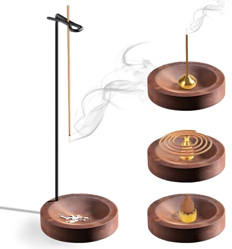 qingmeng Räucherstäbchen Halter, 5-in-1 Incense Holder, Räucherstäbchenhalter Holz Incense Burner Räucherstäbchen Halterung Räuchergefäß Weihrauchbrenner für Räucherkegel Meditation Zubehör