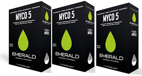 Emerald MYCO 5,Turf Excellent, Concime Fertilizzante Granulare per il Prato,con Inoculo Micorrizico Integrato, 1,5kg X 40mq (3pz)