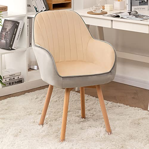Drehstuhl aus Holz – niedlicher moderner Bürostuhl ohne Rollen, Samtsessel aus der Mitte des Jahrhunderts für Schminktisch, bequemer Polsterstuhl (41 x 41 x 87 cm)