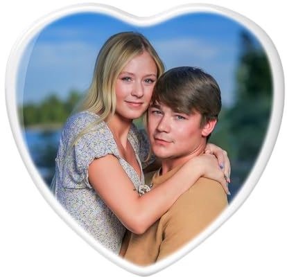 Heart Porcelain Photo Memorial Garden Stones, Headstones for Graves, Waterproof Outdoor Picture, Photo Plaques for Cemetery, Custom Cameo Insert, Ceramic Picture for Gravestones Grave Markers