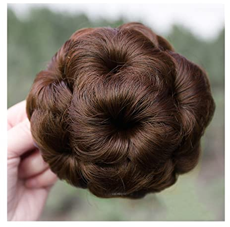 Messy Bun Haarteile Extensions Echthaar-Chignon for Frauen und Mädchen, brasilianisches Remy-Haar, geflochtenes Dutt-Haarteil, geflochtenes Chignon-Haarteil, Clip-in-Haarteil Brötchen Haarteil (Color