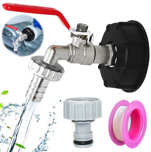 NINGYER Rubinetto per Cisterna 1000 Litri, con Attacco da 1/2 Pollice Rubinetto per Serbatoio da 1000 Litri per IBC Adattatore Rubinetto, Giardino Industria