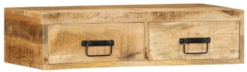 Meuble TV mural 80x30x19 cm bois massif de manguier brut