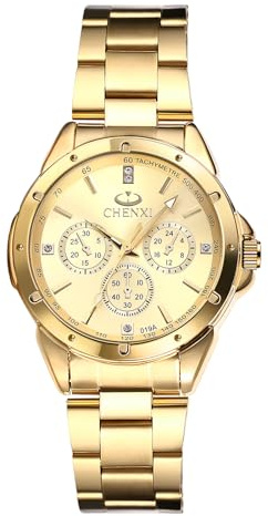 JewelryWe Orologio al Quarzo da Polso da Donna: Orologio Quadrantini con Zircone Senza Numero Cinturino in Acciaio Inossidabile Idee Regalo