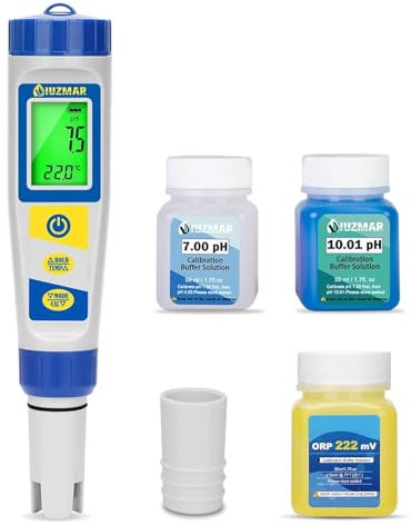 UIUZMAR Testeur de Chlore pH Sel Testeur Testeur pH et Chlore Piscine 7 en 1 pH Chlore TDS EC ORP Temp 0.1 Haute Précision Testeur professionnel pH Mètre Piscine pour Piscines au Sel